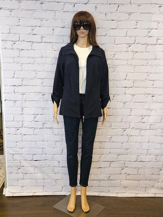 CLEO - Navy zipper front lightweight jacket - Picture 2 of 11